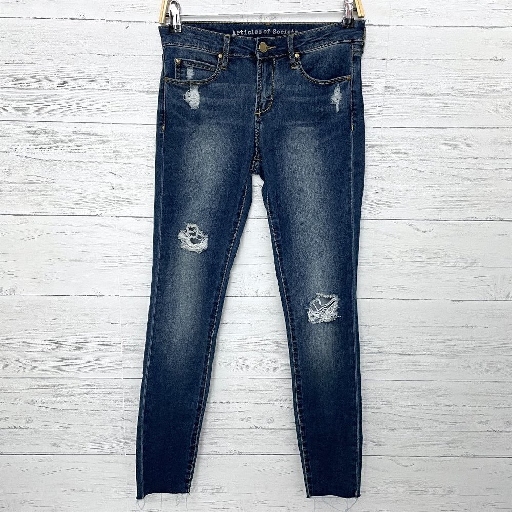 Articles of Society Women's Jeans Distressed Skinny Jeans Raw Hems size 26